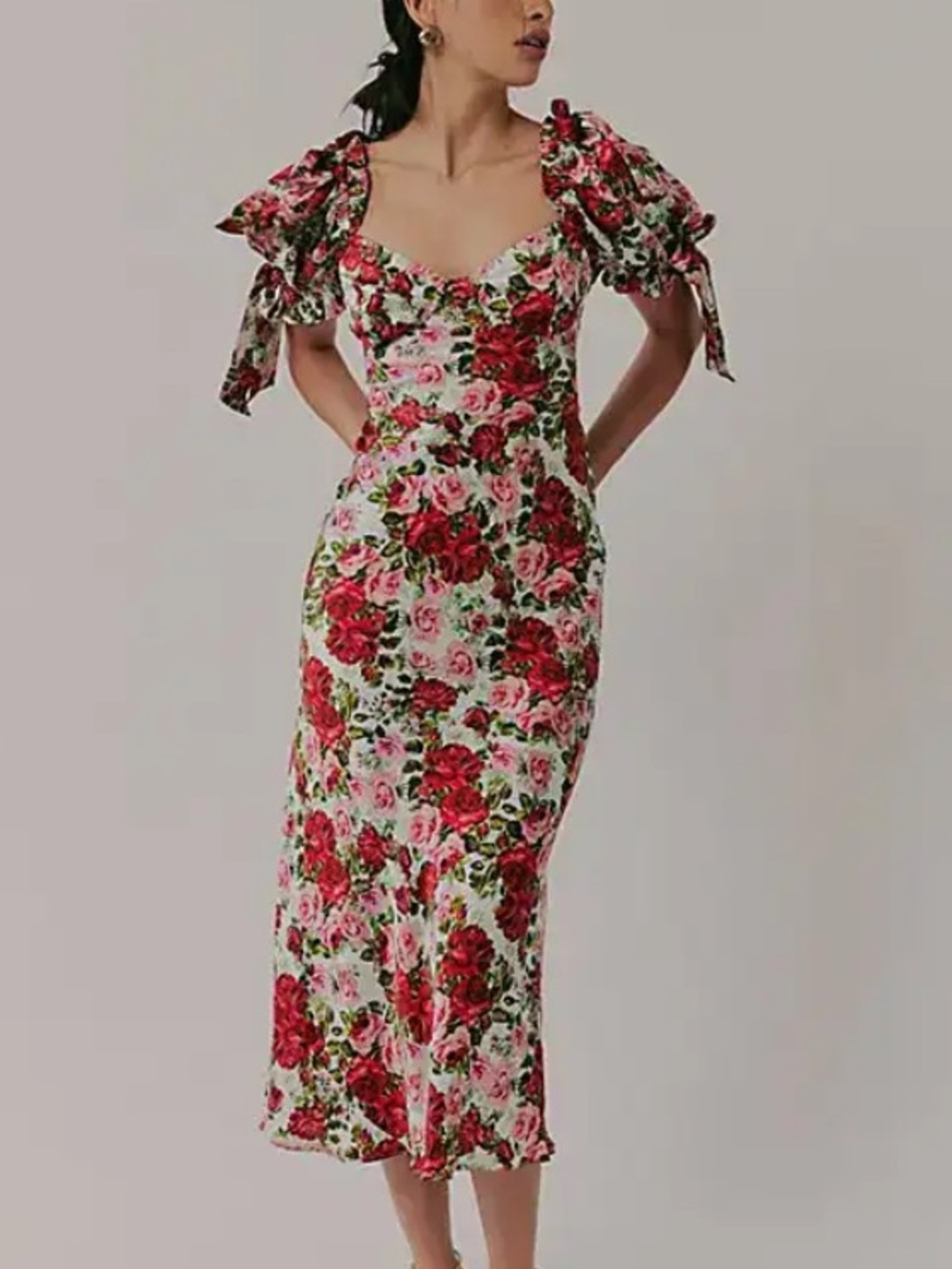 Selkie x Free People The Poet Silk Floral Printed Slip Dress- Roses are Red